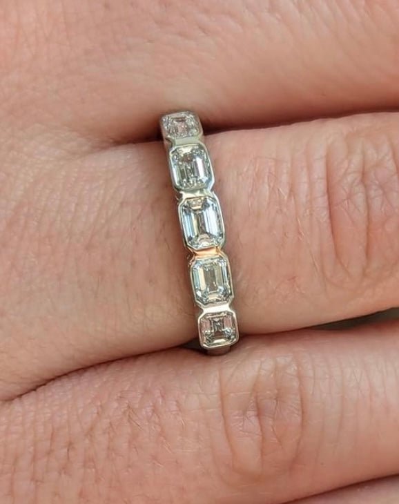 Emerald Cut Diamond Eternity Band in White Gold - Balacia