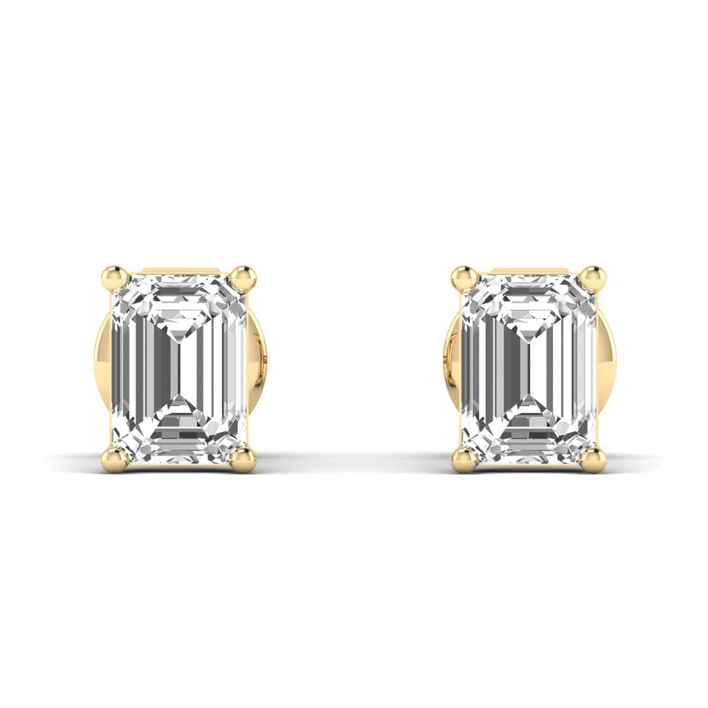 Emerald Cut Diamond Stud Earrings - Balacia