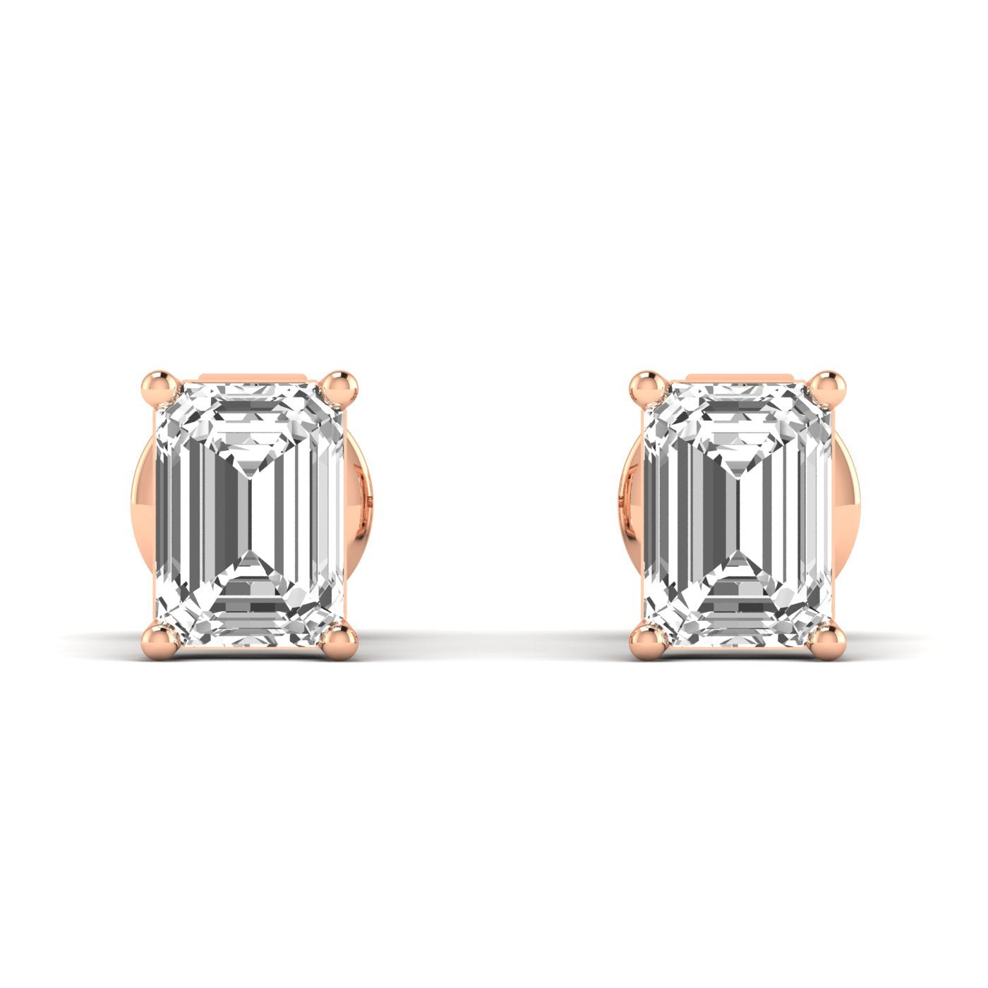 Emerald Cut Diamond Stud Earrings - Balacia