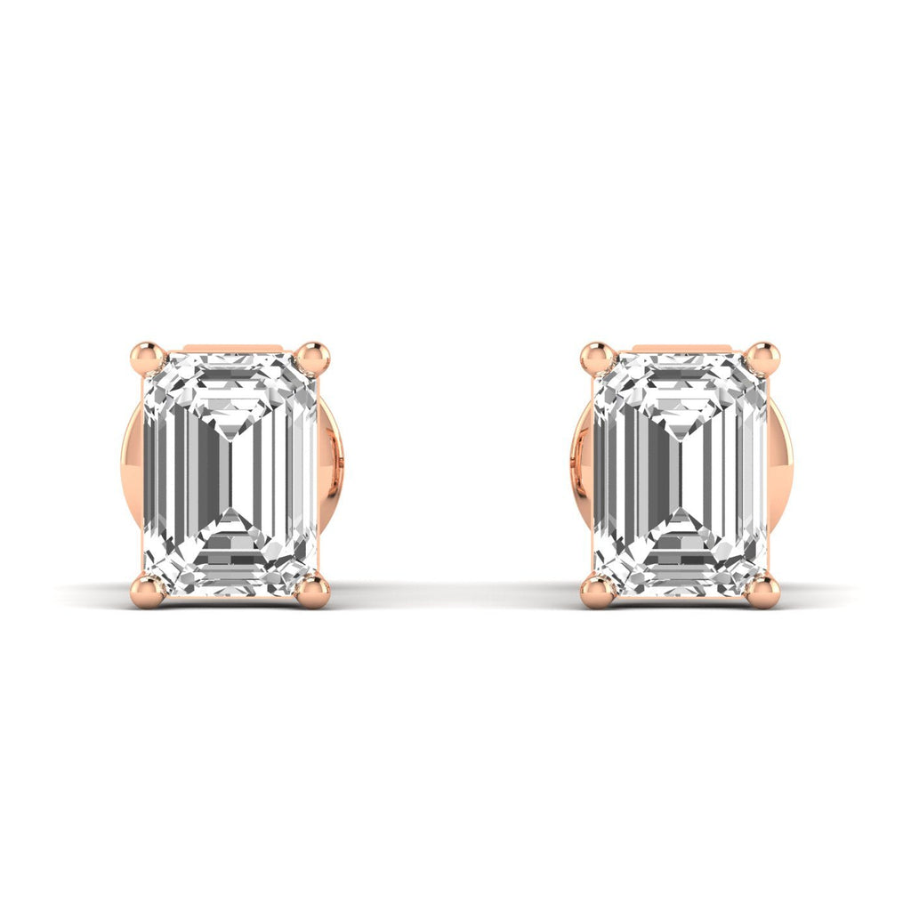 Emerald Cut Diamond Stud Earrings - Balacia