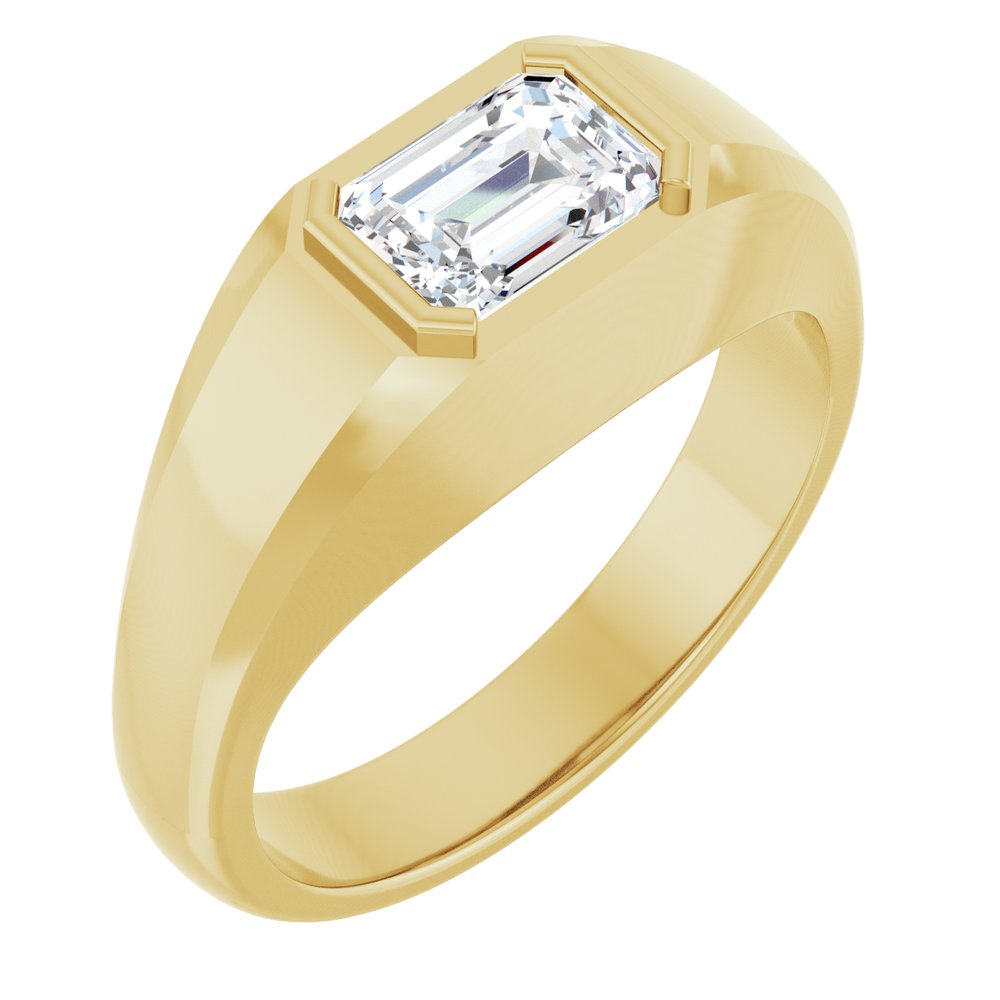 Emerald Lab Diamond Men's Wedding Band Gold 1 1/4 CTW 3