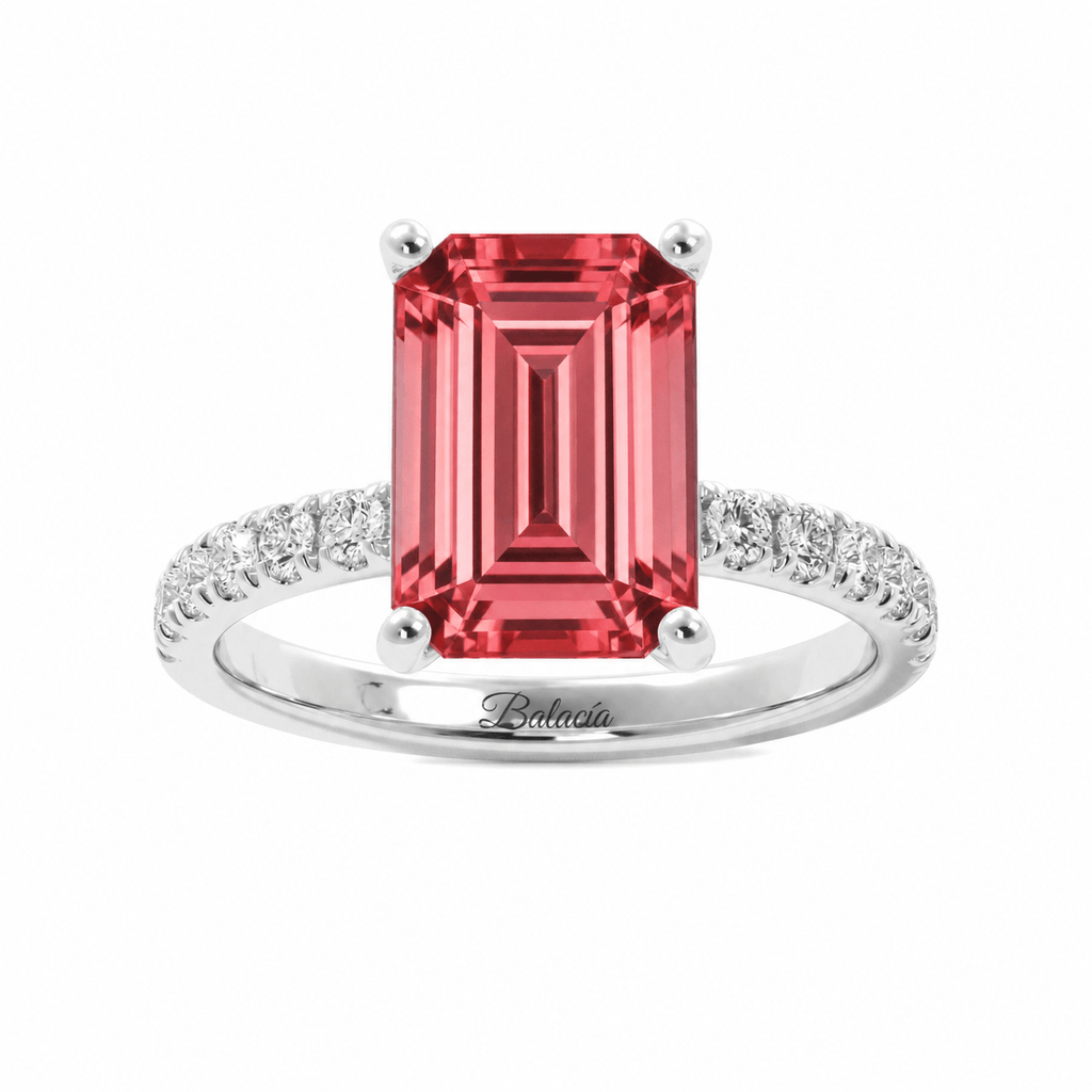 Padparadscha Sapphire Half Eternity Engagement Ring White Gold