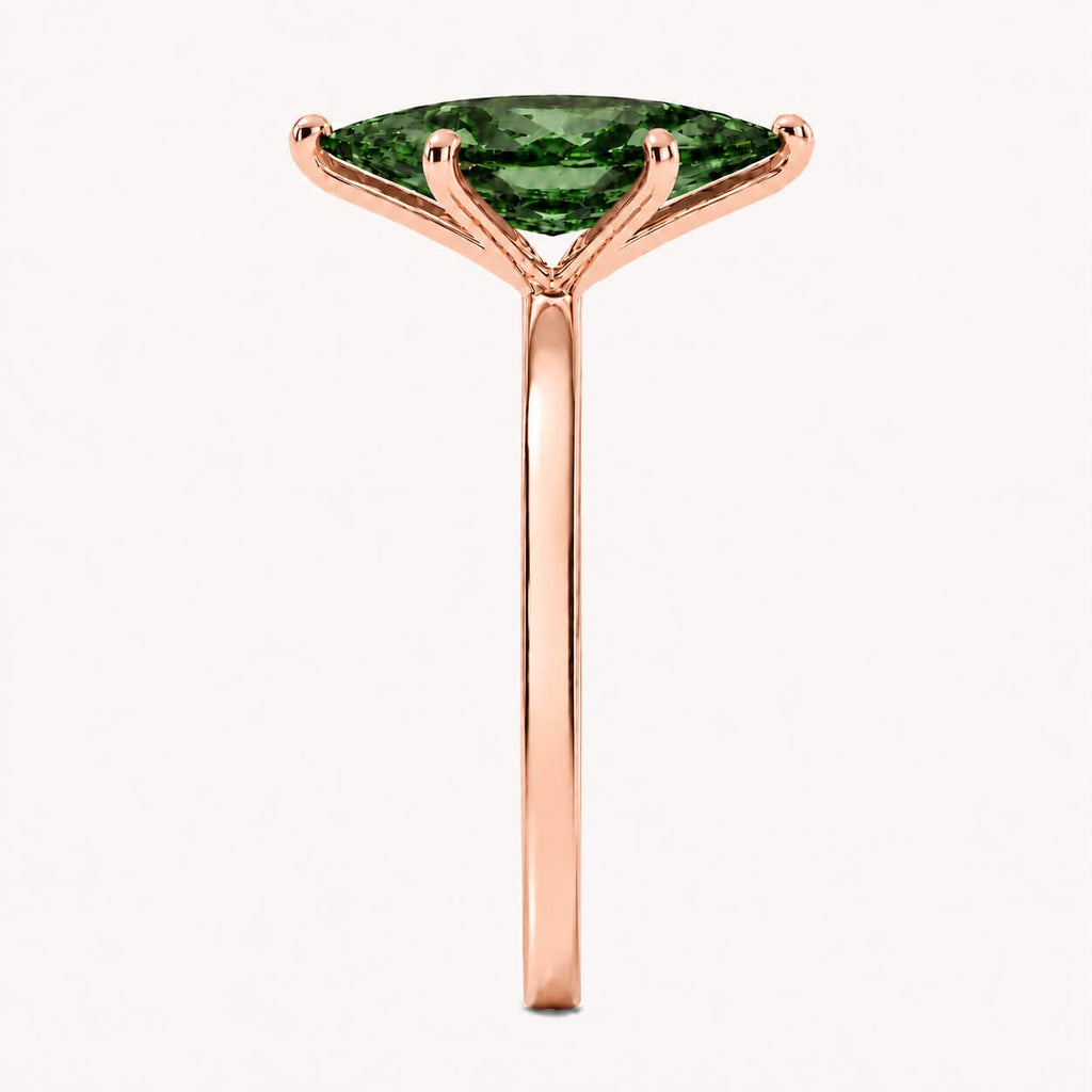 Rose Gold Fancy Green Marquise Diamond Hidden Halo Engagement Ring Side