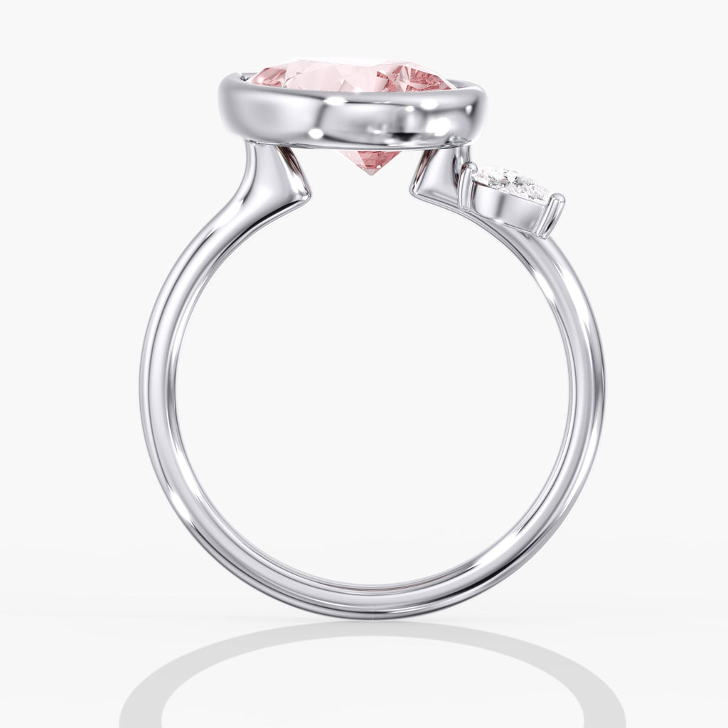Fancy Pink Pear Diamond Modern Tilted Bezel Ring Side View