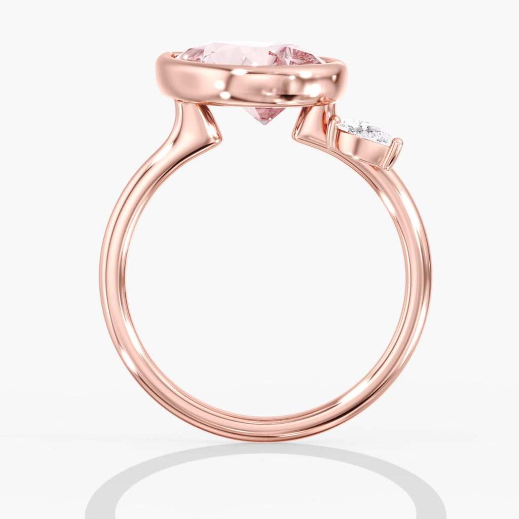Rose Gold Fancy Pink Pear Diamond Modern Tilted Bezel Ring Side View