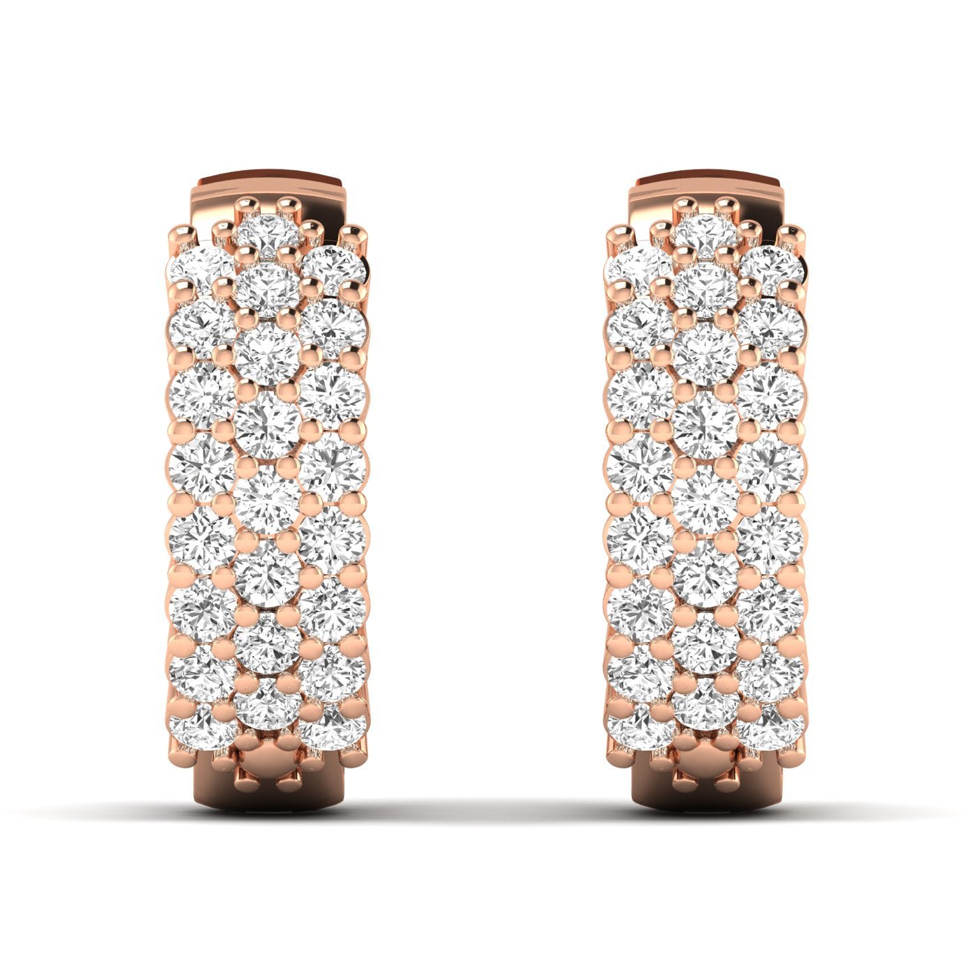 Glamorous Round Cluster Diamond Hoops Earrings - Balacia