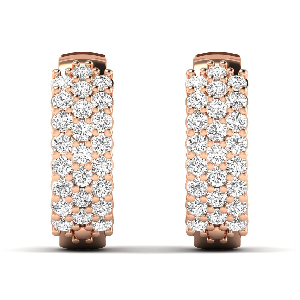 Glamorous Round Cluster Diamond Hoops Earrings - Balacia
