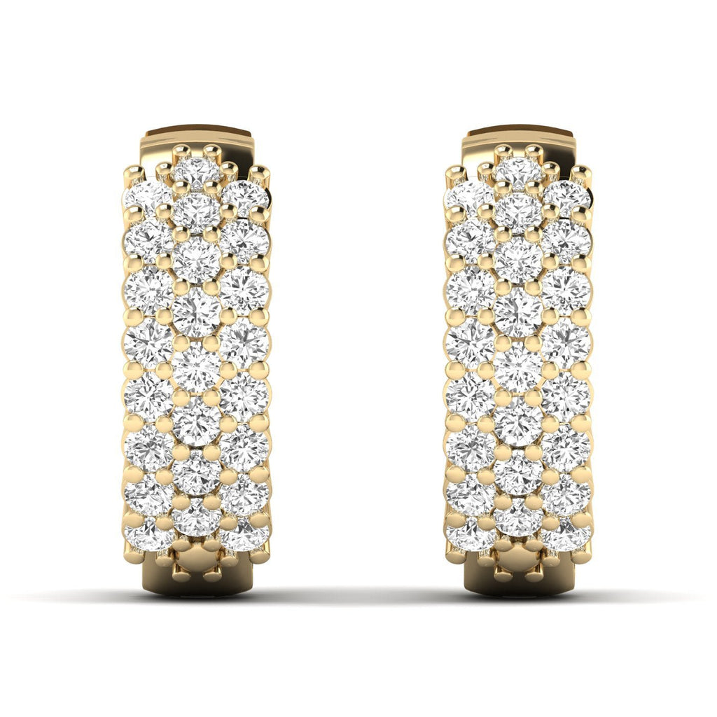 Glamorous Round Cluster Diamond Hoops Earrings - Balacia