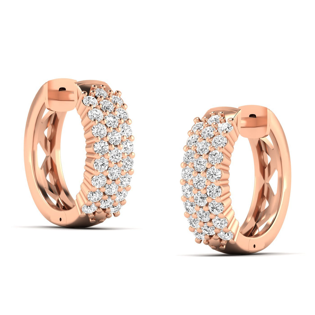 Glamorous Round Cluster Diamond Hoops Earrings - Balacia