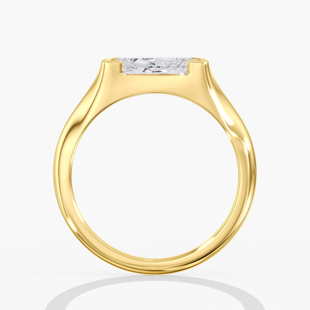 Yellow Gold Golden Bezel Half Moon Ring Side View