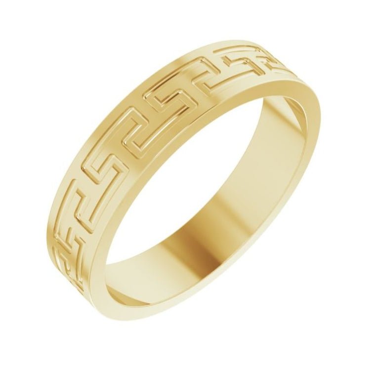 greek pattern wedding band