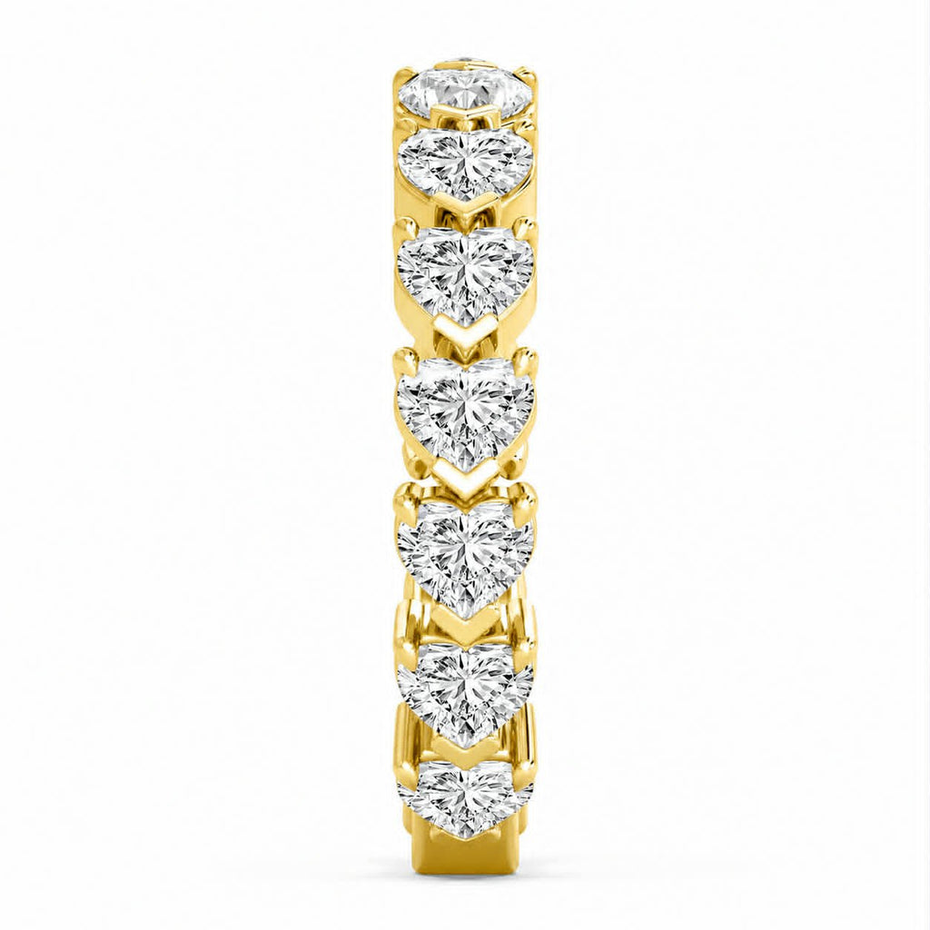 Yellow Gold Heart And Pear Diamond Two Shaped Eternity Band Side View