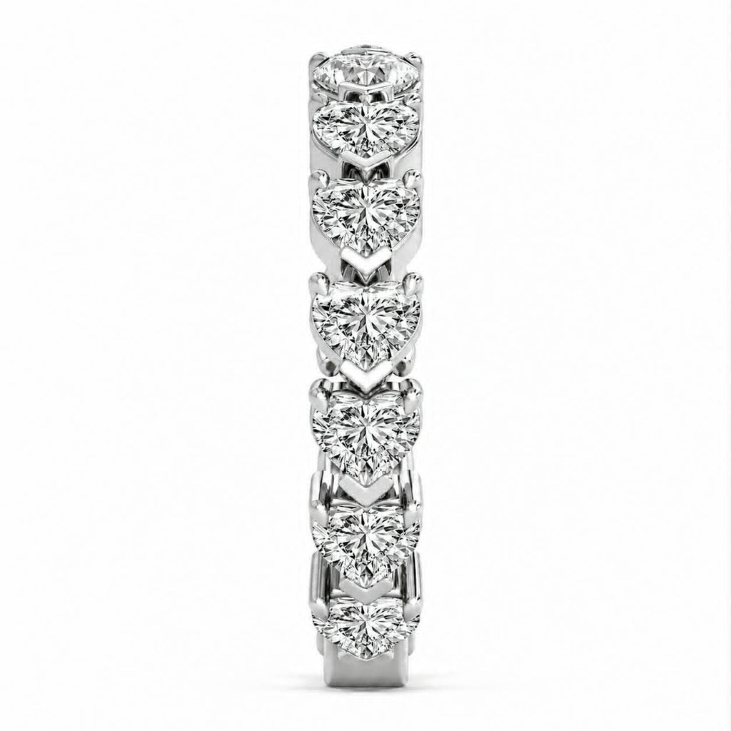 White View Heart And Pear Diamond Two Shaped Eternity Band Side