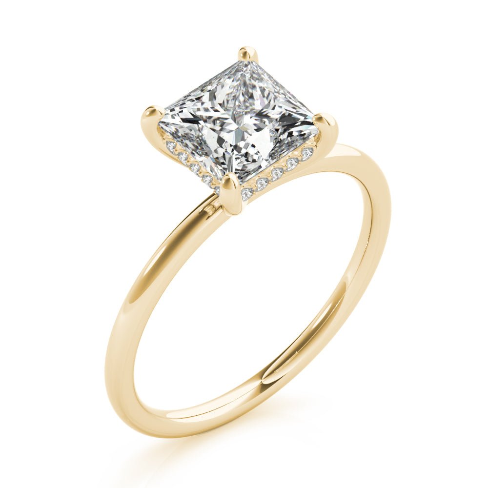 Houston Princess Cut Hidden Halo Solitaire Engagement Ring - Balacia