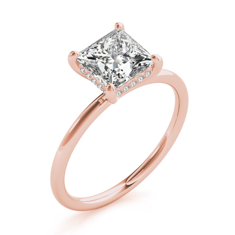 Houston Princess Cut Hidden Halo Solitaire Engagement Ring - Balacia