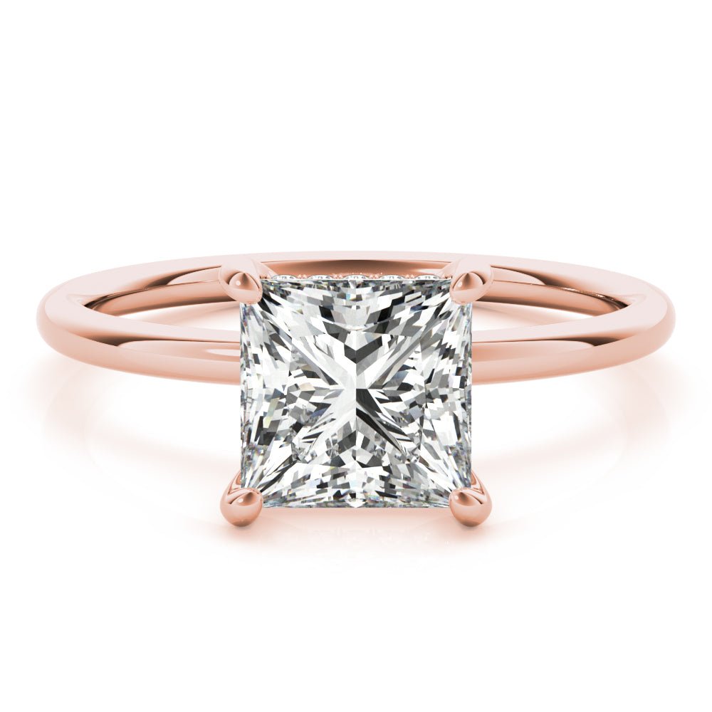 Houston Princess Cut Hidden Halo Solitaire Engagement Ring - Balacia
