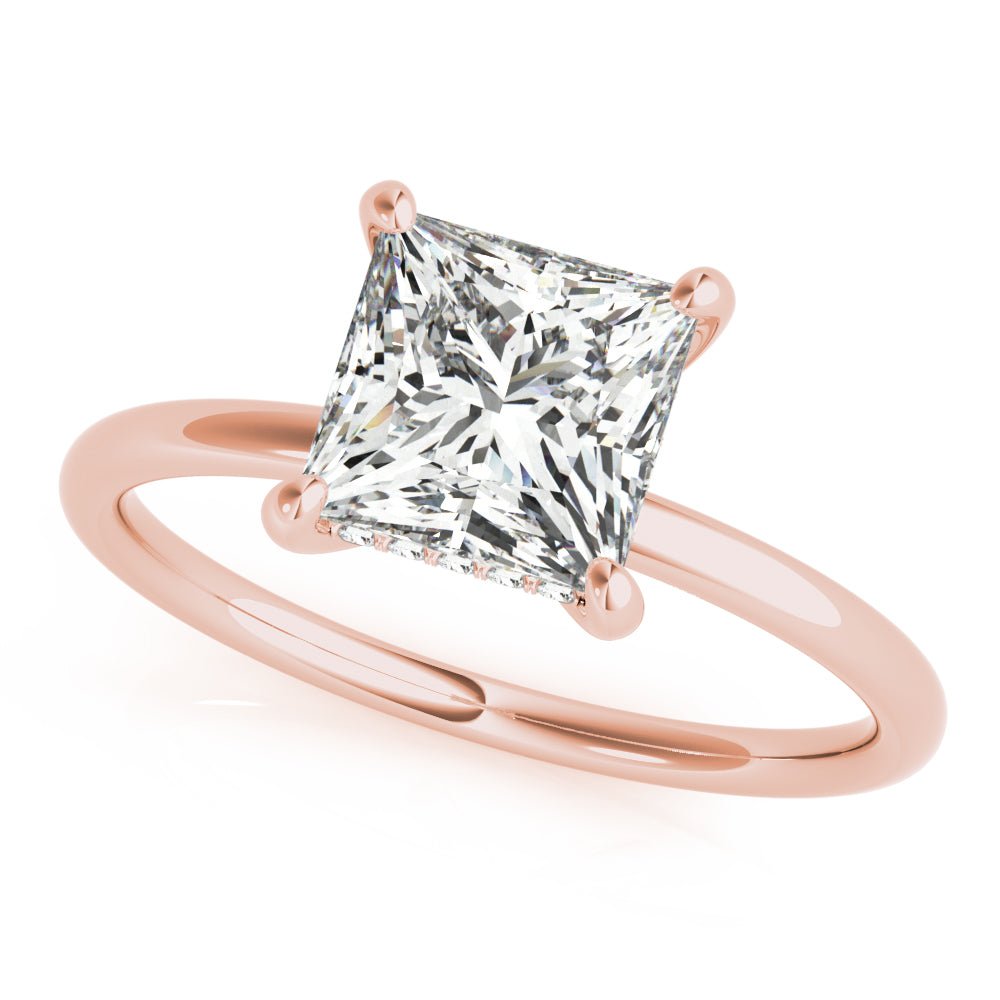 Houston Princess Cut Hidden Halo Solitaire Engagement Ring - Balacia