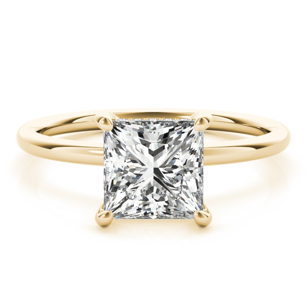 Houston Princess Cut Hidden Halo Solitaire Engagement Ring - Balacia