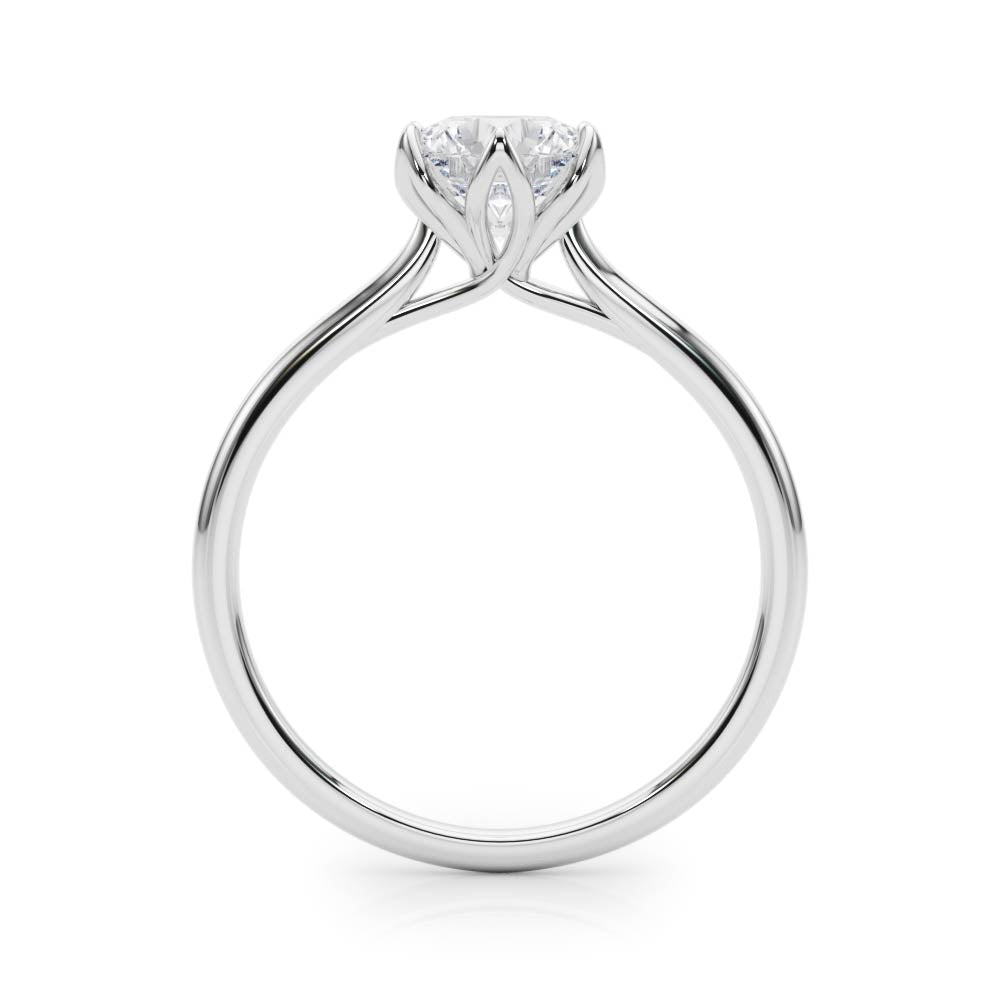 Petal prongs engagement ring side view