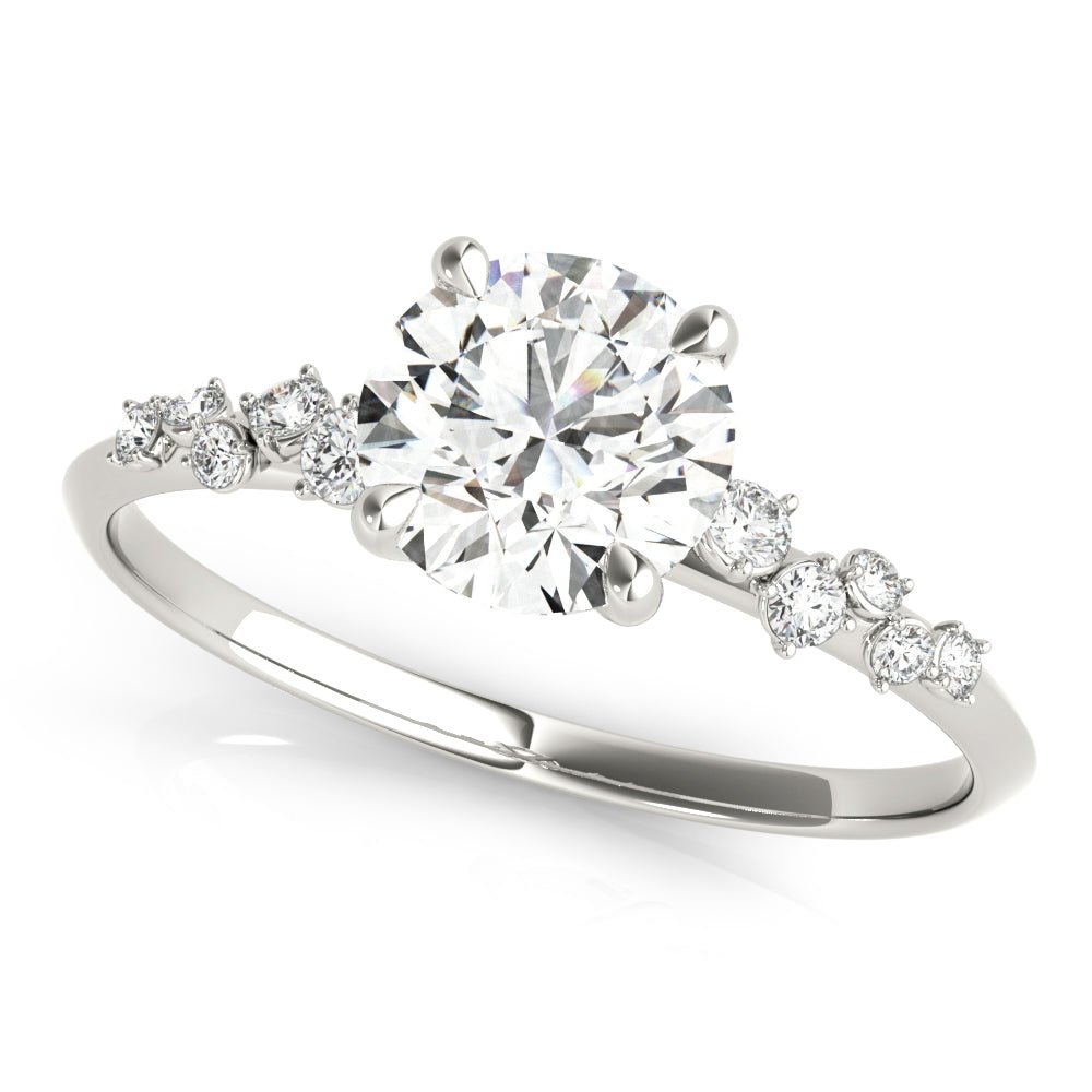 Jasmine Round Scattered Diamonds Engagement Ring - Balacia