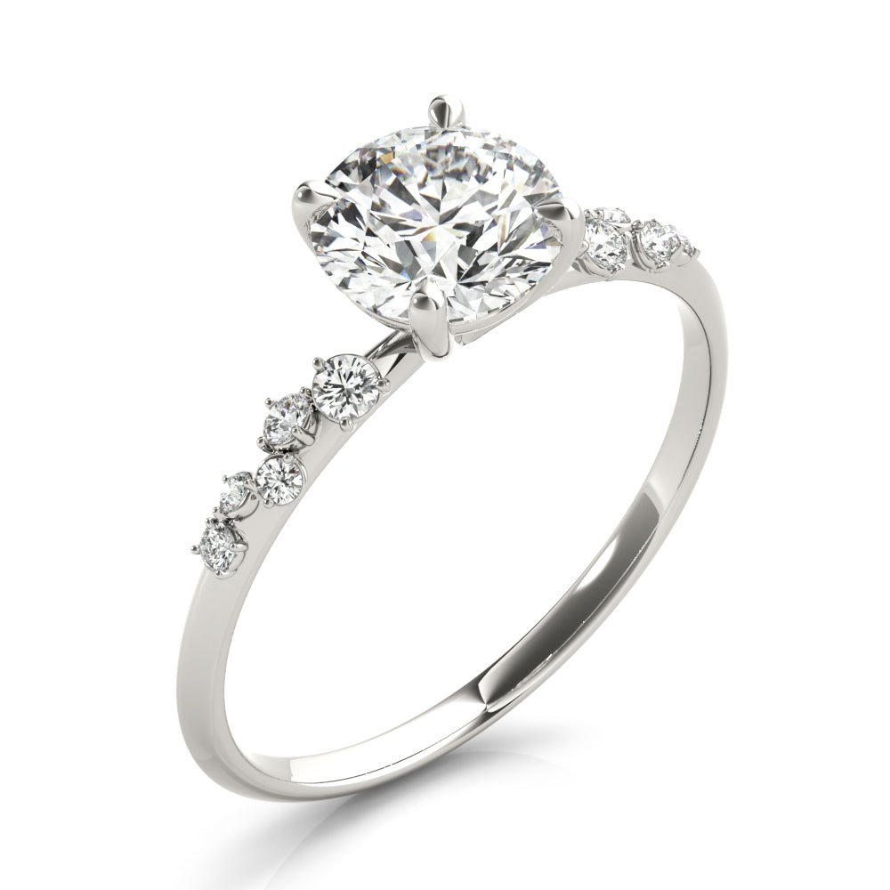 Jasmine Round Scattered Diamonds Engagement Ring - Balacia