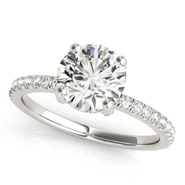 Round hidden halo engagement ring
