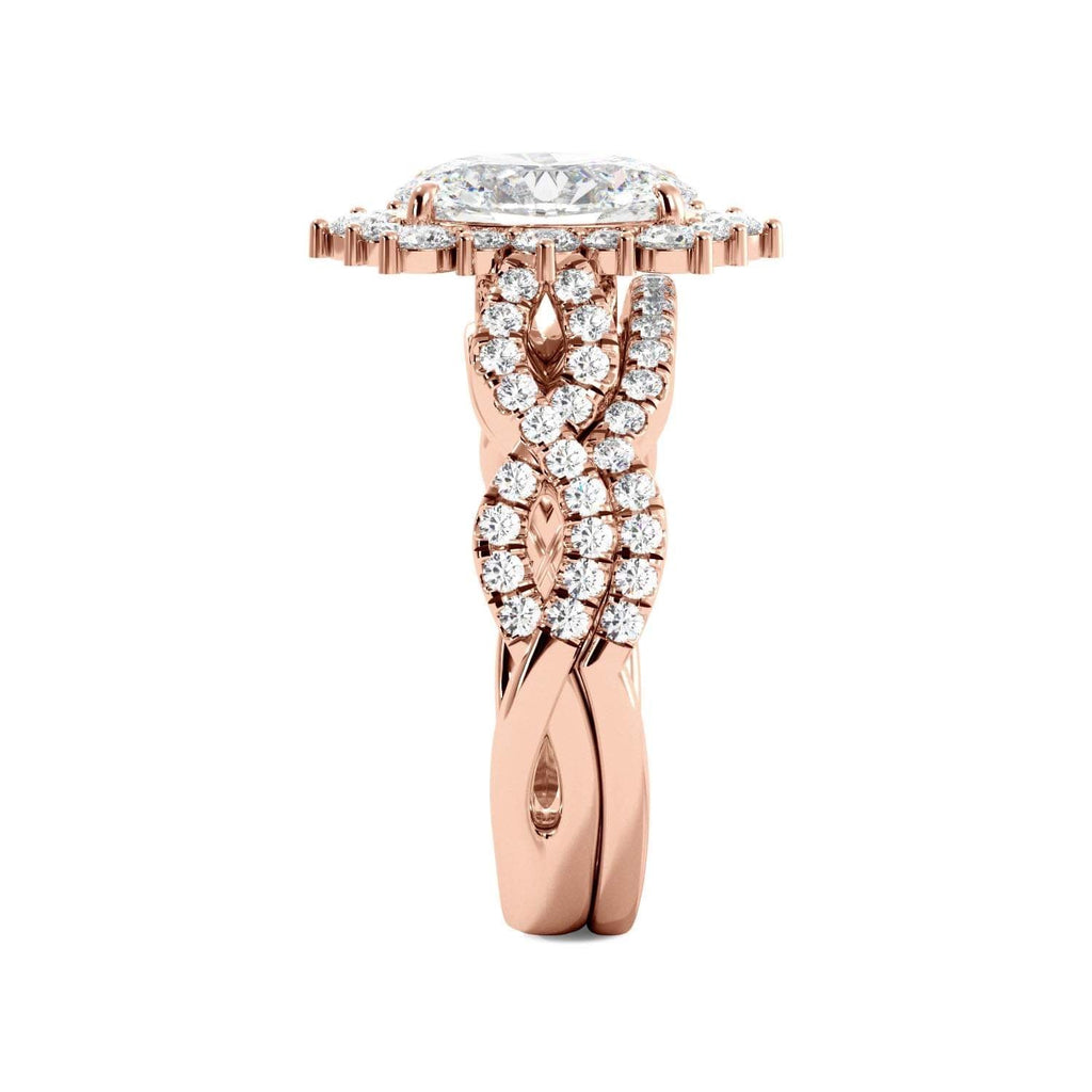 oval twist engagement contour ring side view