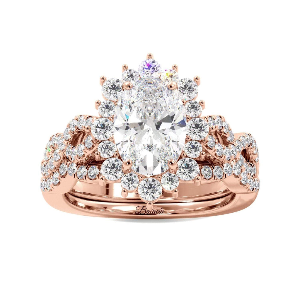 oval diamond halo engagement ring set