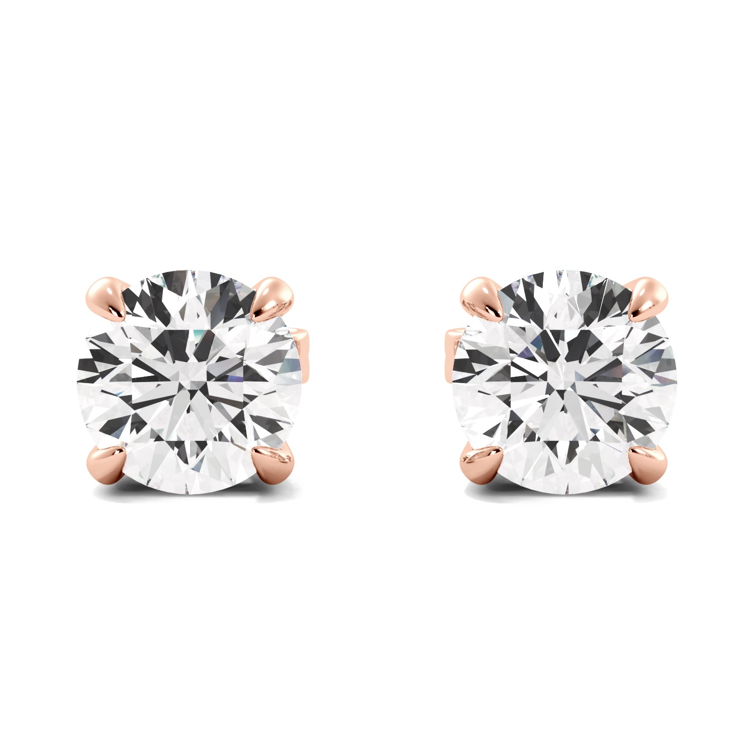 lab diamond stud earrings rose gold