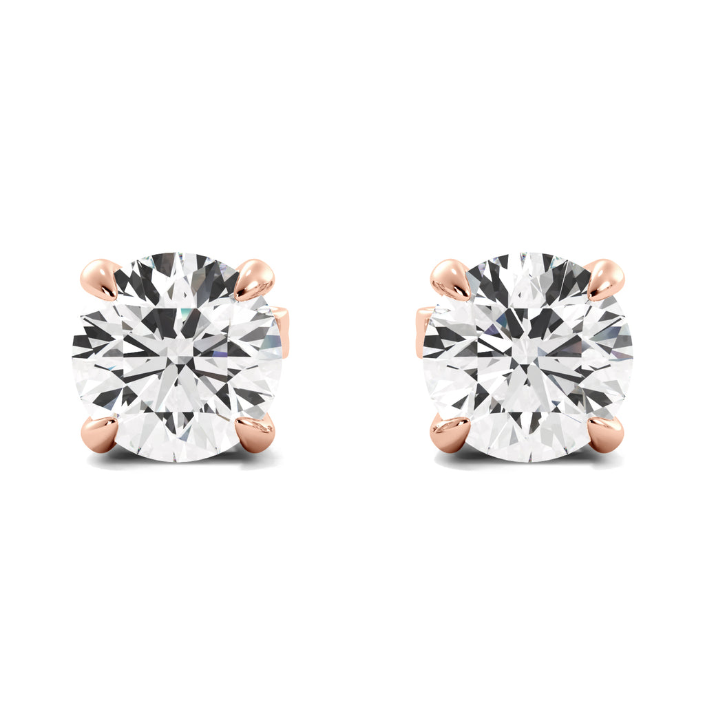 lab diamond stud earrings rose gold