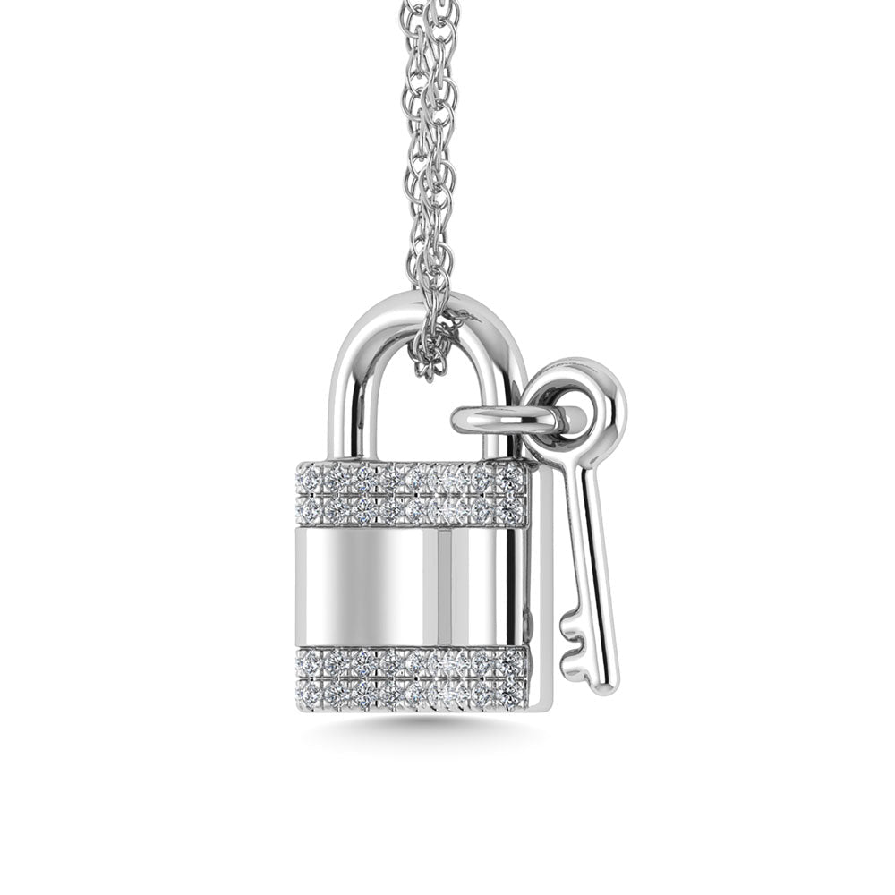 Lock and Key Silver Diamond Necklace - Balacia