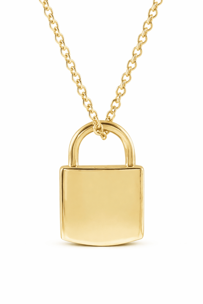 solid gold lock necklace