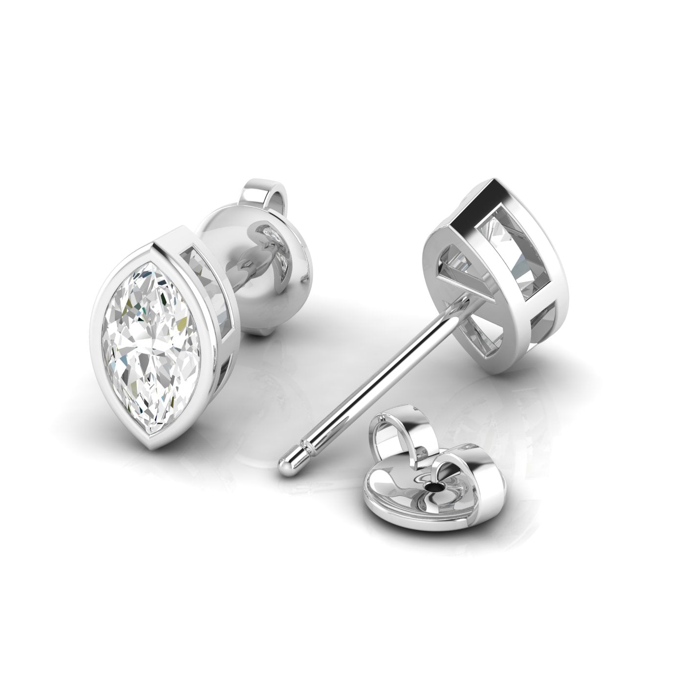 Marquise Bezel Diamond Stud Earrings - Balacia