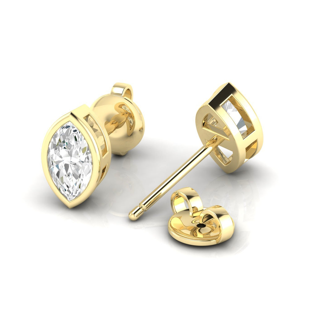 Marquise Bezel Diamond Stud Earrings - Balacia