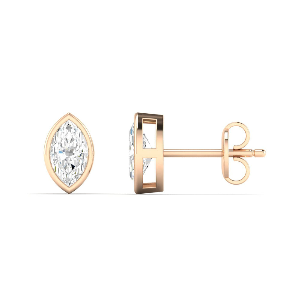 Marquise Bezel Diamond Stud Earrings - Balacia