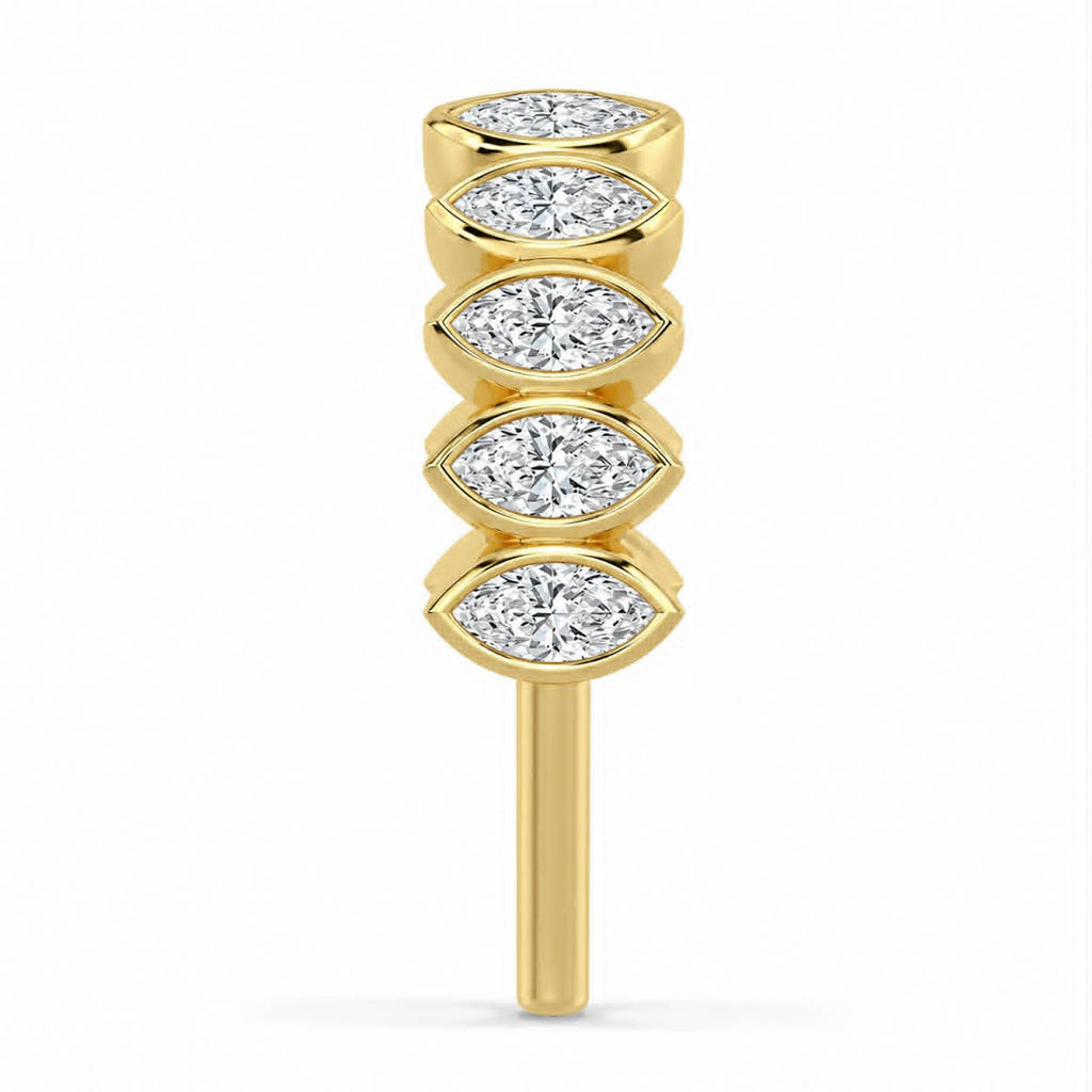 Yellow Gold Marquise Diamond Bezel Half Eternity Band Side View
