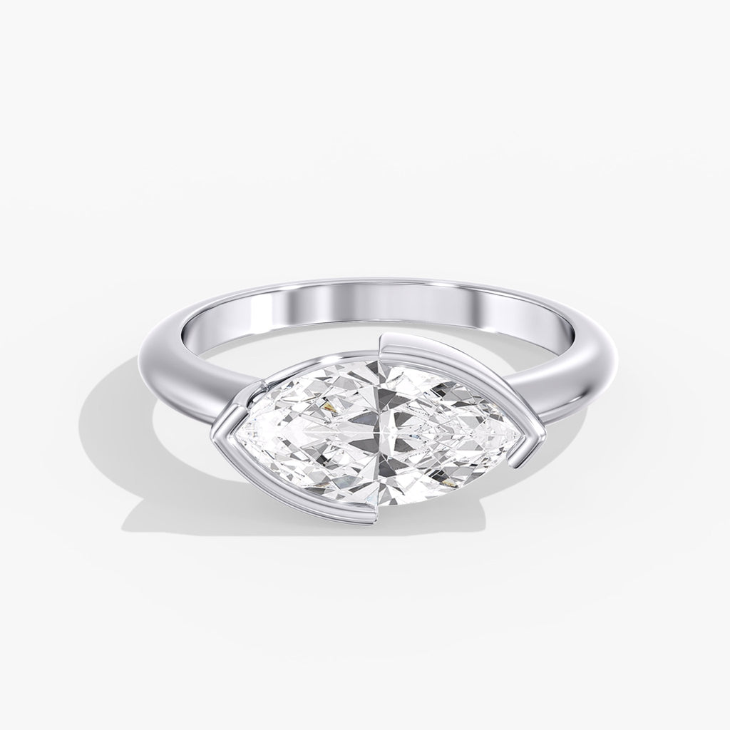 Marquise Diamond Modern Half Bezel Style Top View