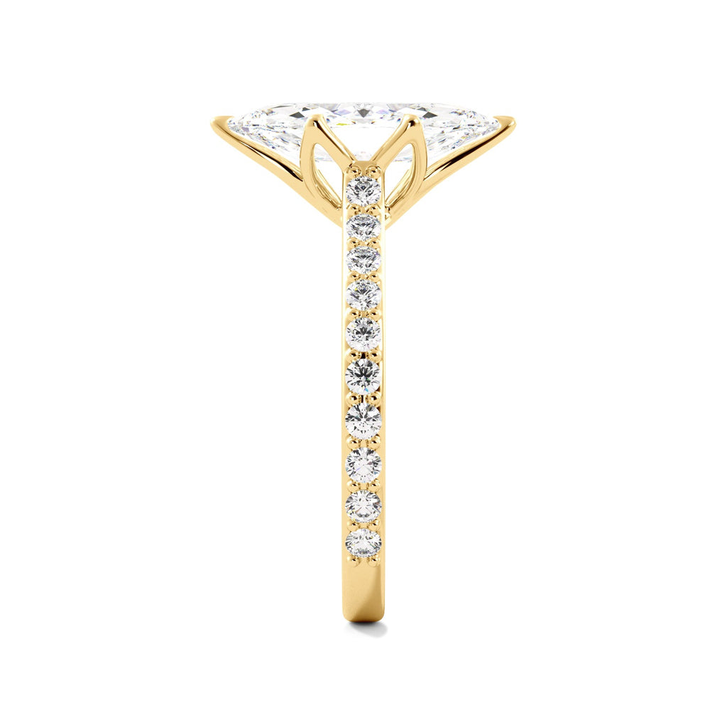 Marquise Diamond Gold Pedal Prongs Engagement Ring