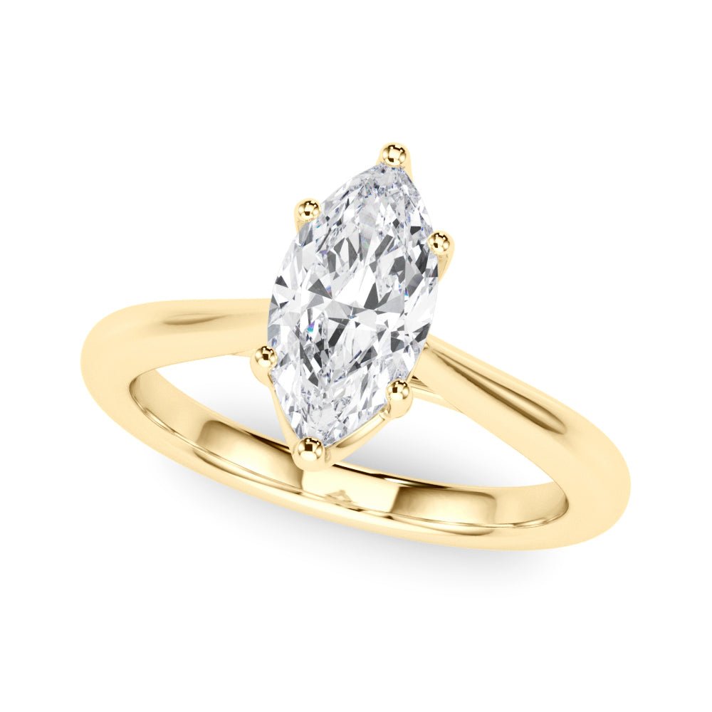 Marquise Diamond Solitaire Engagement Ring Yellow Gold