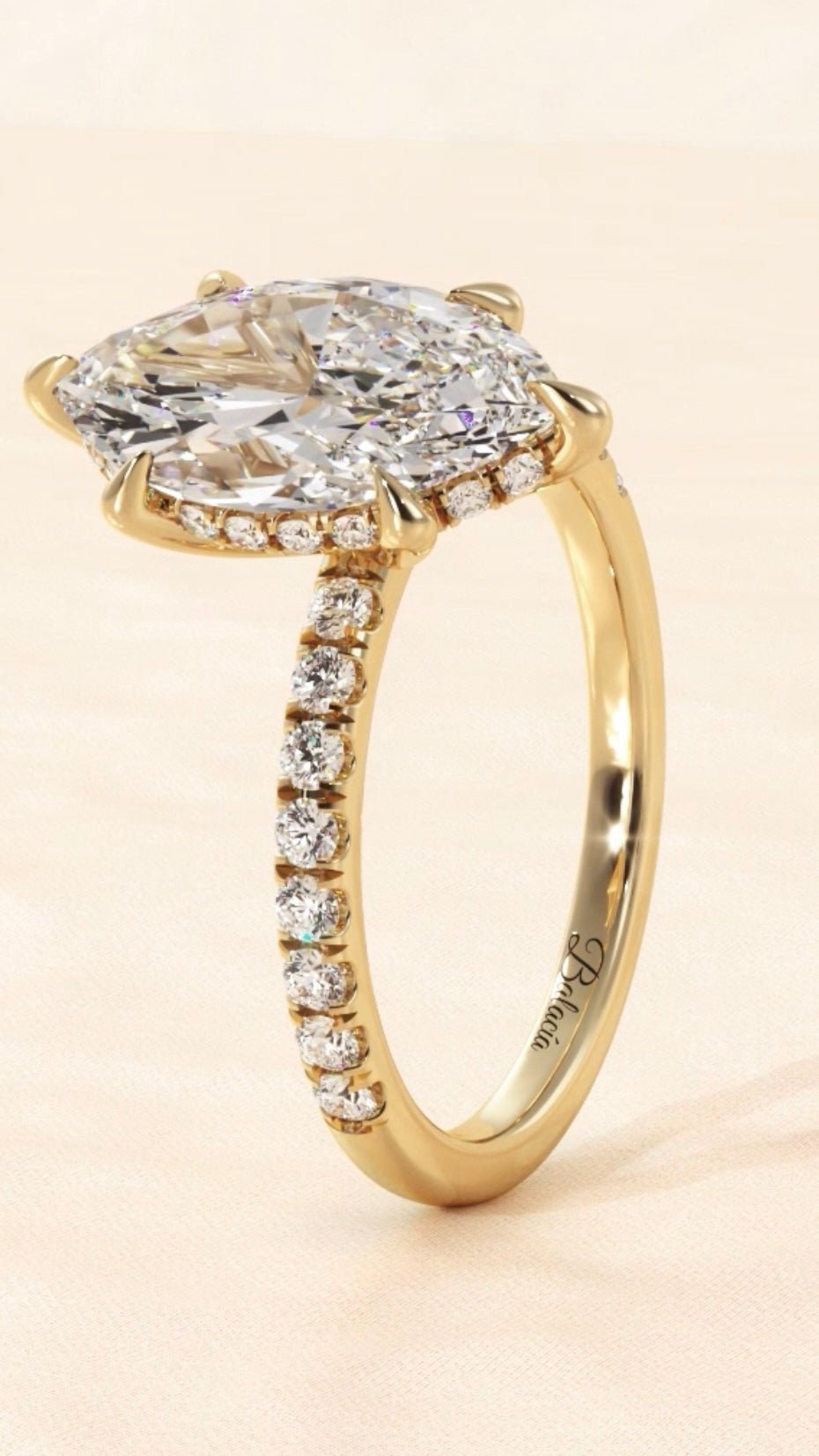 Marquise Hidden Halo Engagement Ring - Balacia
