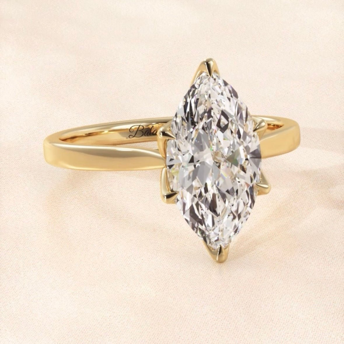 Marquise Petal Prongs Moissanite Solitaire Engagement Ring - Balacia