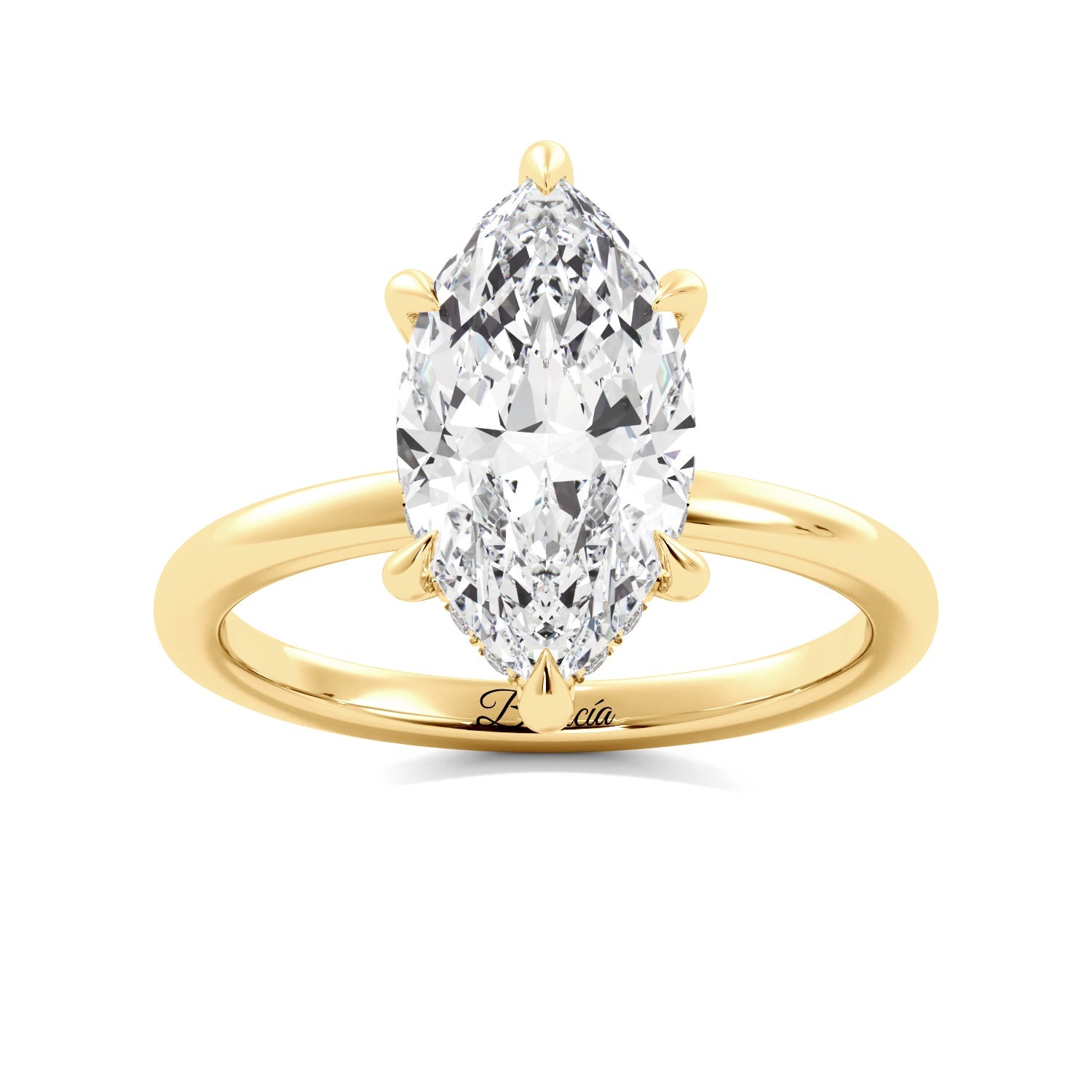 Marquise Solitaire Hidden Halo Engagement Ring - Balacia