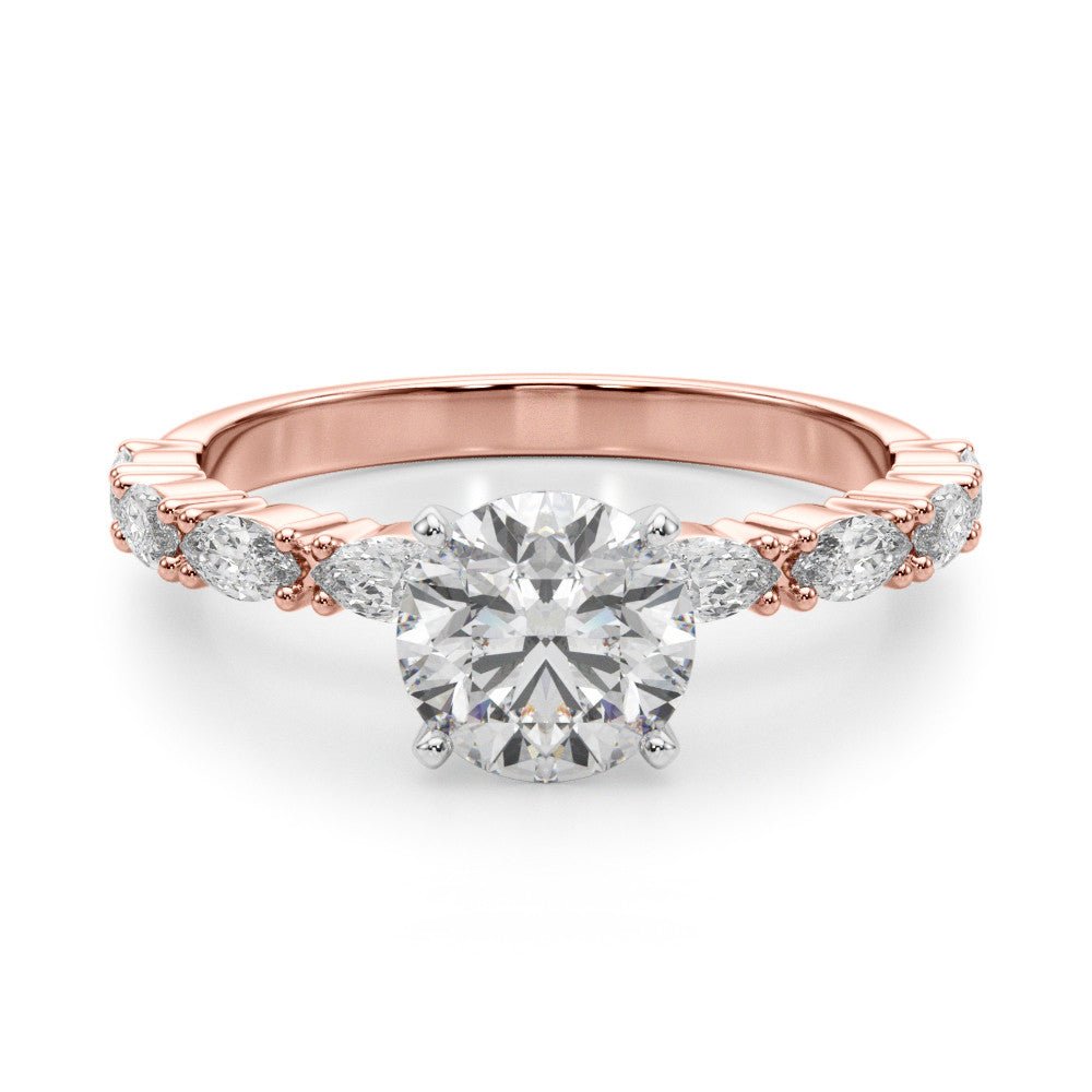 Maya Round Diamond with Marquise Sides Engagement Ring - Balacia