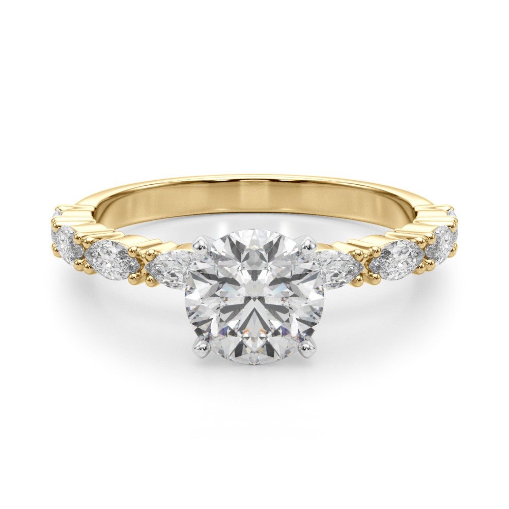 Maya Round Diamond with Marquise Sides Engagement Ring - Balacia