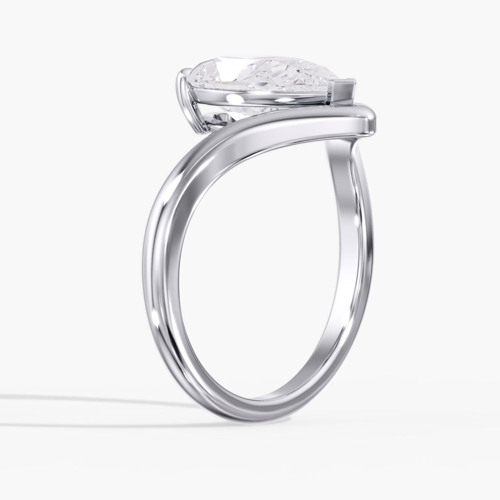 Modern Arc Pear Ring Side Angle