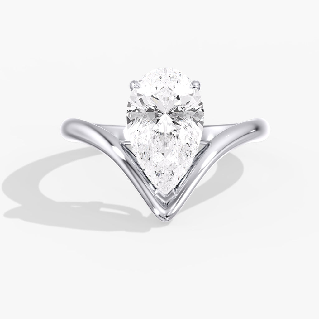 Modern Arc Pear Ring Front View