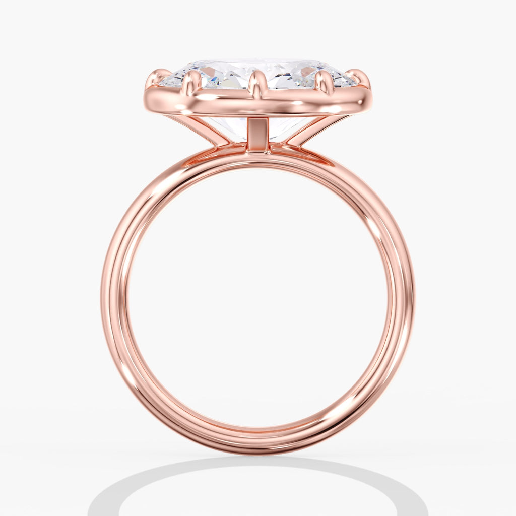 Rose Gold Modern East West Oval Diamond Bezel Ring Side View