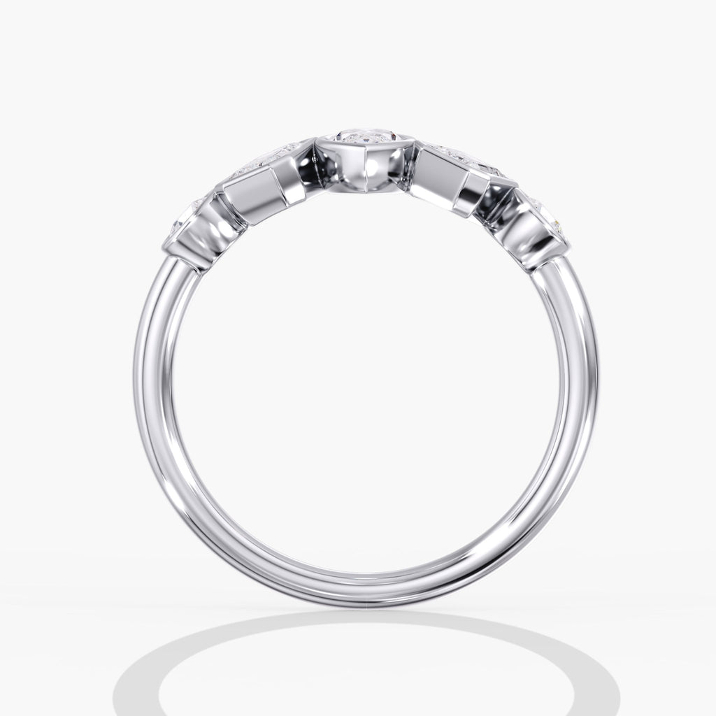 Modern Five Stone Multi Shape Diamond Ring Side View