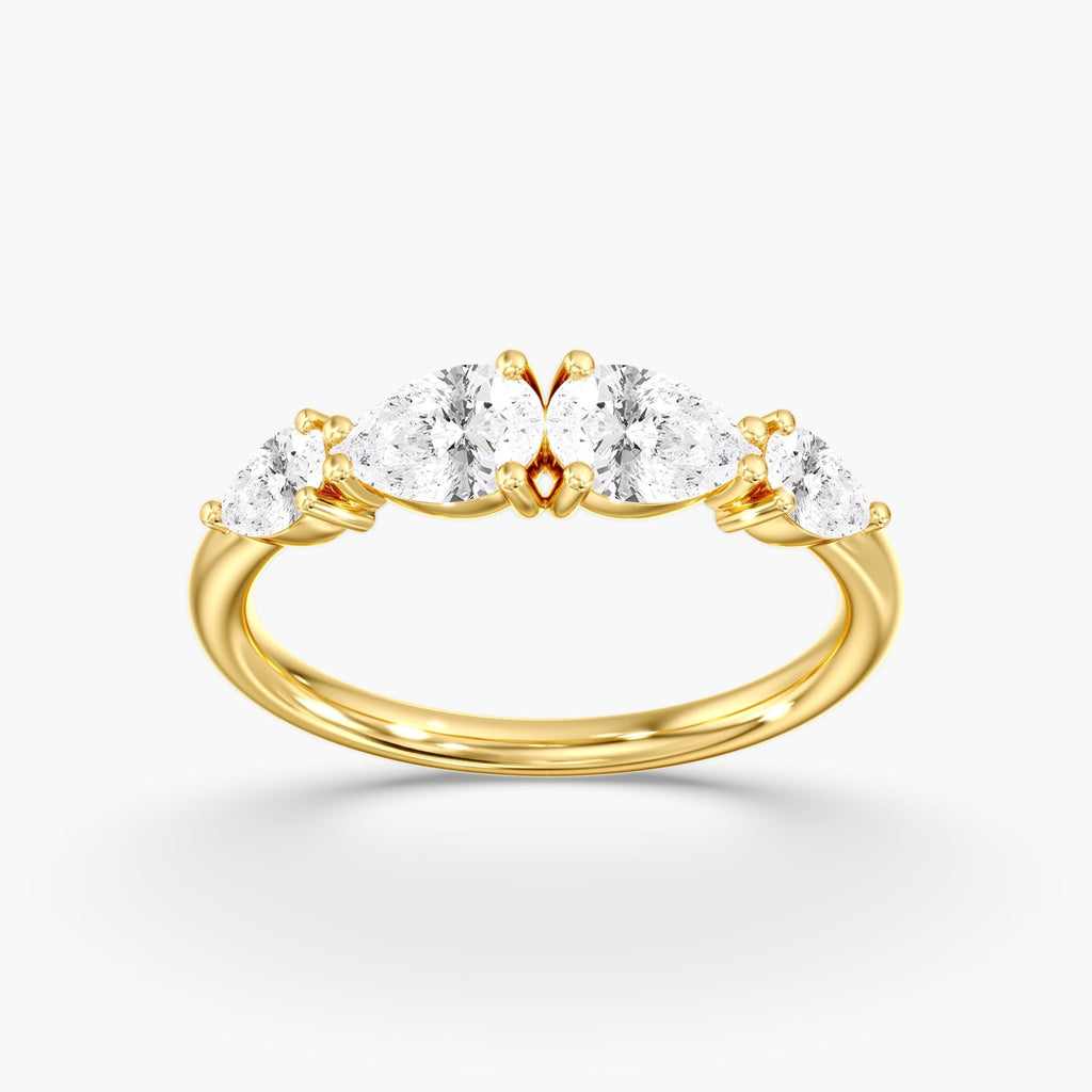 Yellow Gold Modern Mirror Pear Diamond Ring