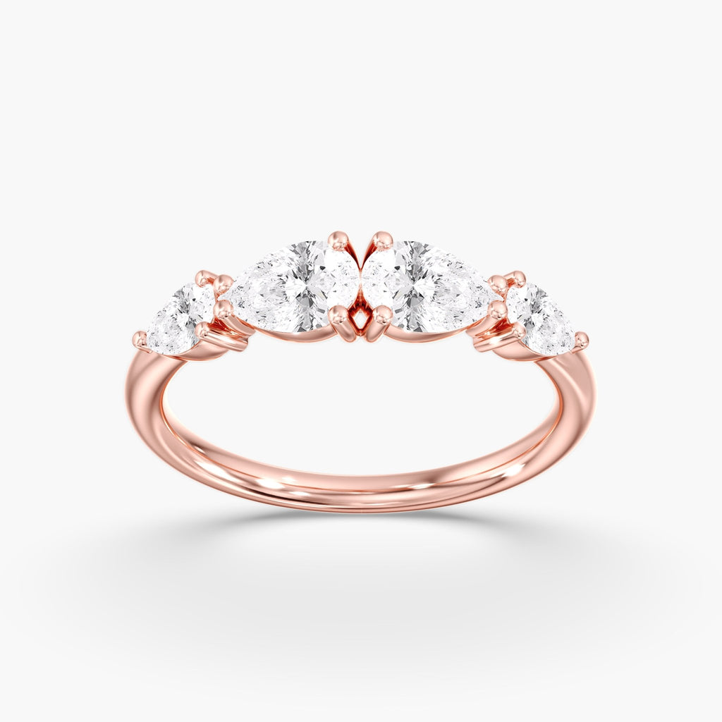 Rose Gold Modern Mirror Pear Diamond Ring